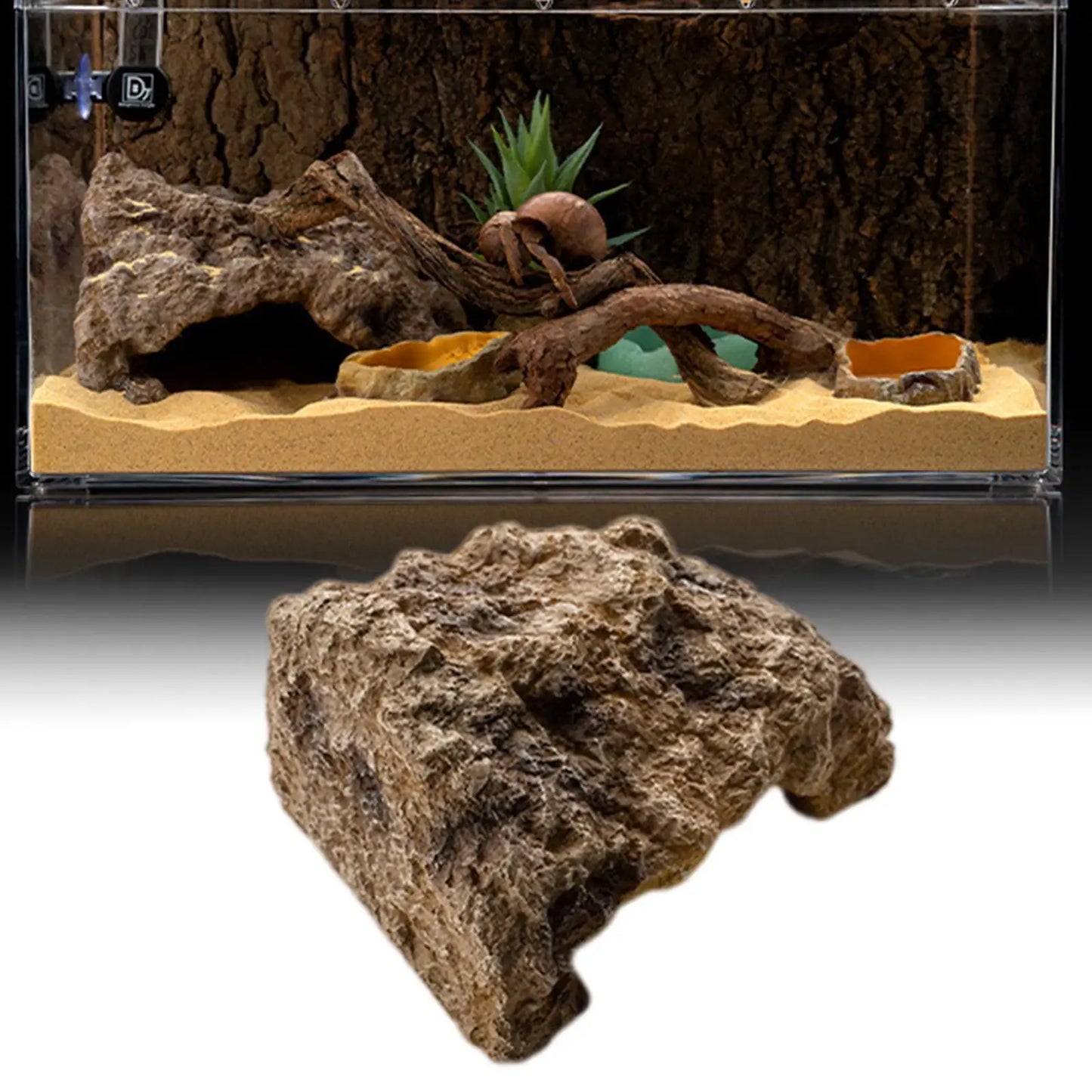 Resin Reptile Hide Cave Artificial Decoration Lizard Snake Turtle Shelter Hide Rest Cave Aquarium Landscaping Decors