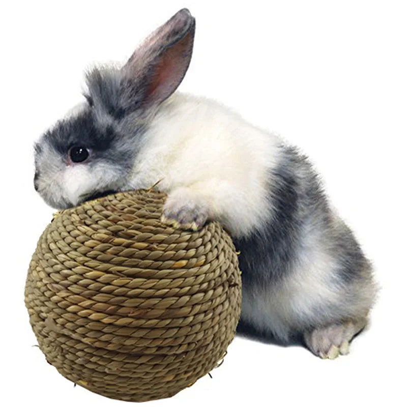 Rabbit Chew Toy Natural Grass Ball For Rabbit Hamster Guinea Pig For Tooth Cleaning Supplies