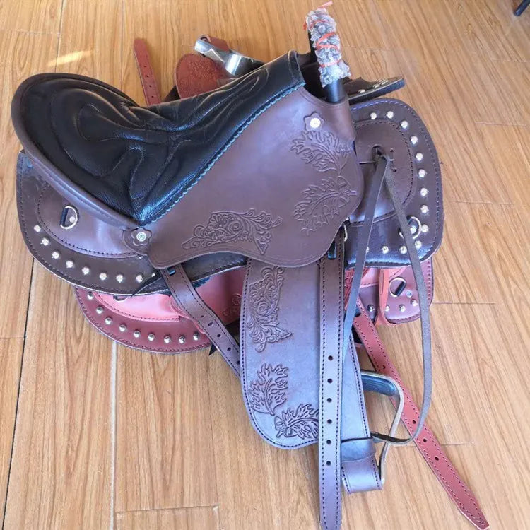 Genuine Leather Equestrian Horse Saddles, Customized Equestrian, Synthetic, Assorted Size, High Quality