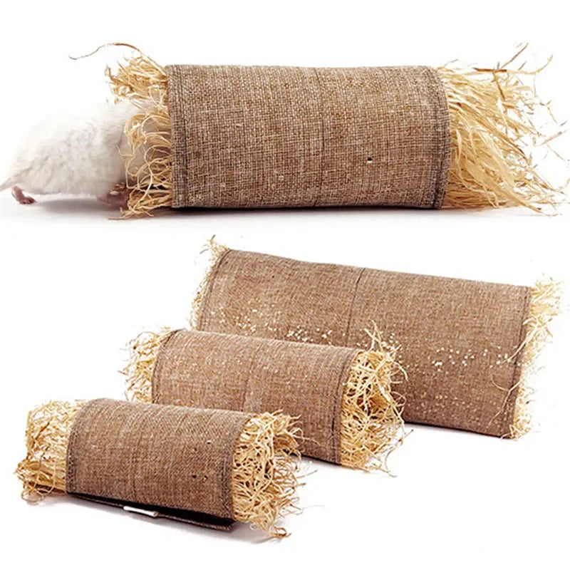 Rabbit Hideaway Toy Grass Straw Bunny Toy Tunnel Hamster Accessories for Guineapig Chinchilla Ferret Rats