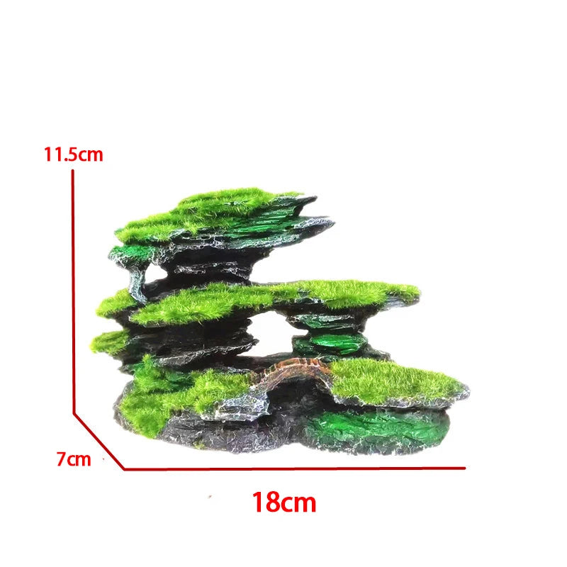 Moss Rockery Shape Fish Tank Ornaments Multifunctional Rock Cave Landscaping Decorative Fish Hide