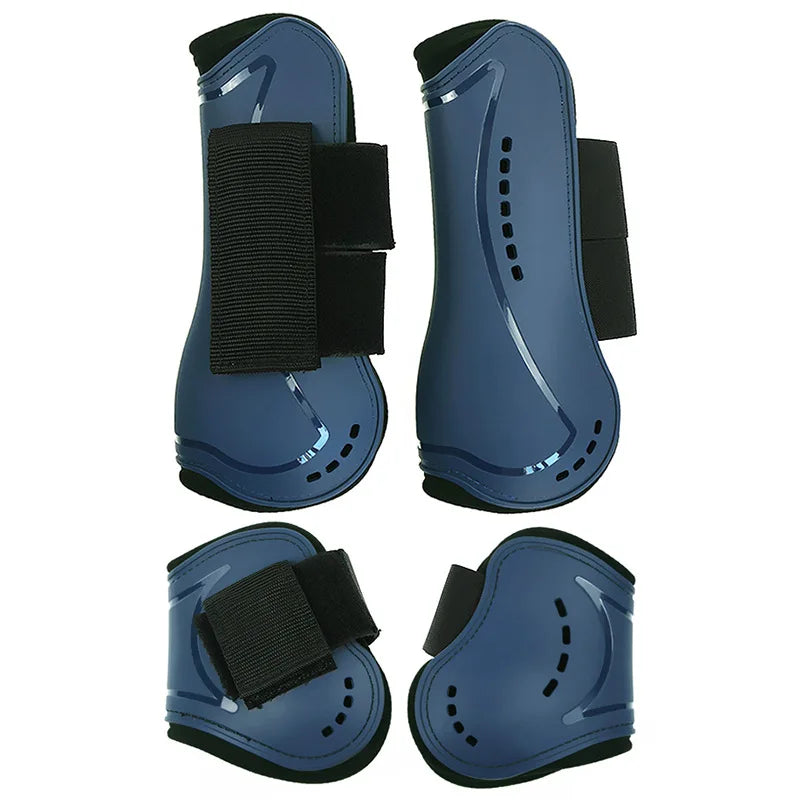 Horse Leg Protective Boots Adjustable PU Neoprene Horse Splint Boots Leg Protection Support for Training Racing Riding Jumping