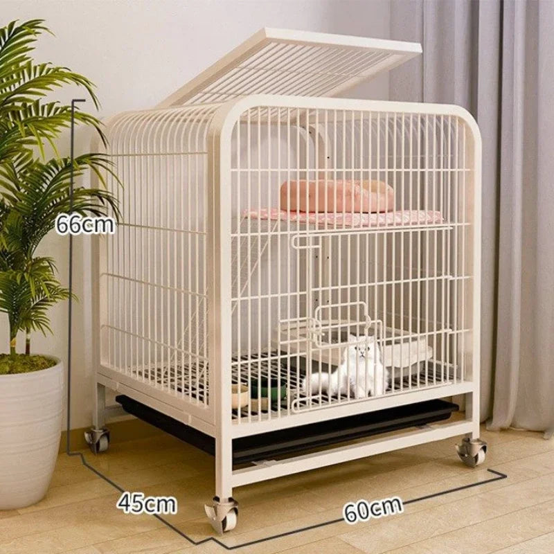 Iron Mesh Cat Cages Duplex Luxury Large Space Dogs House Metal Dog Crate with Door Double Layer Luxury Climbing Frame Pet Cage