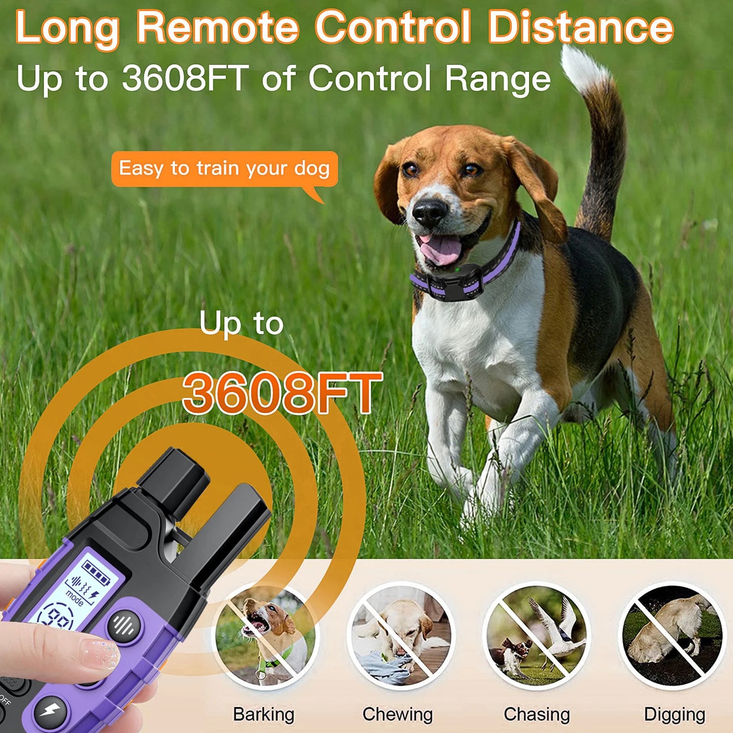 3300Ft Electric Dog Training Collar Remote Control Waterproof Pet Behaviour For 5-120lbs Puppy With Shock Vibration Beep