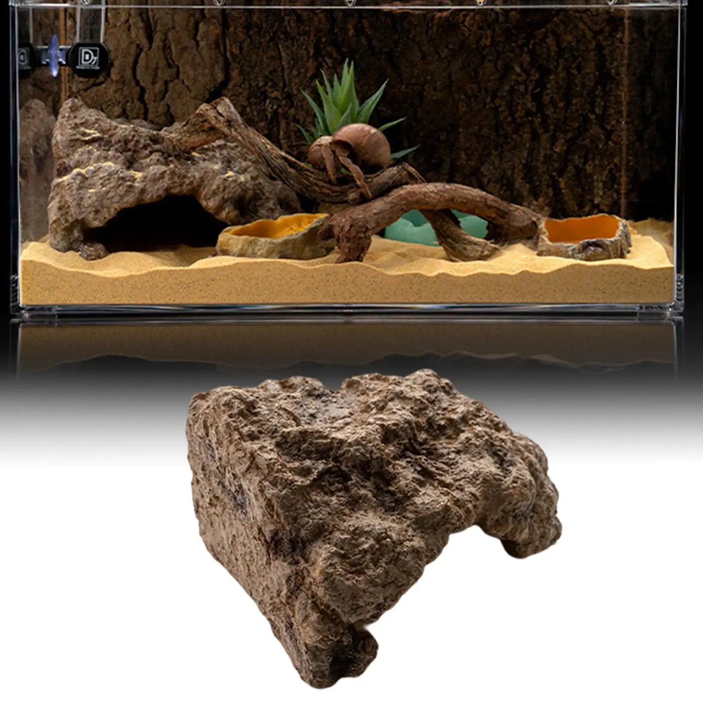 Resin Reptile Hide Cave Artificial Decoration Lizard Snake Turtle Shelter Hide Rest Cave Aquarium Landscaping Decors