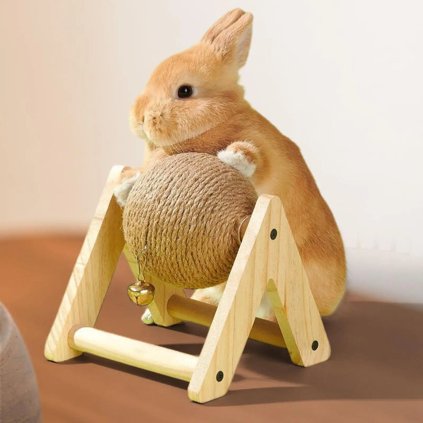 Rabbit Scratching Ball Wooden Rack Sisal Grinding Claw Ball Pet Interactive Toy Scratch Toy for Kitten Small Animals Chinchilla