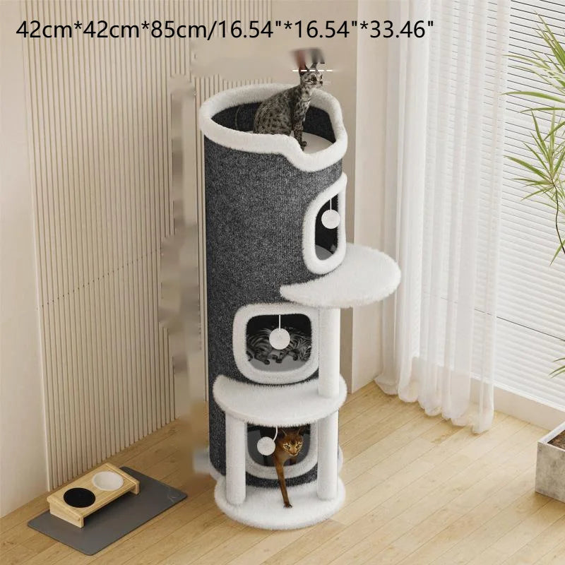 Cat climbing frame, cat nest, cat tree integrated, multi-layer semi enclosed, all season universal, winter tree hole,