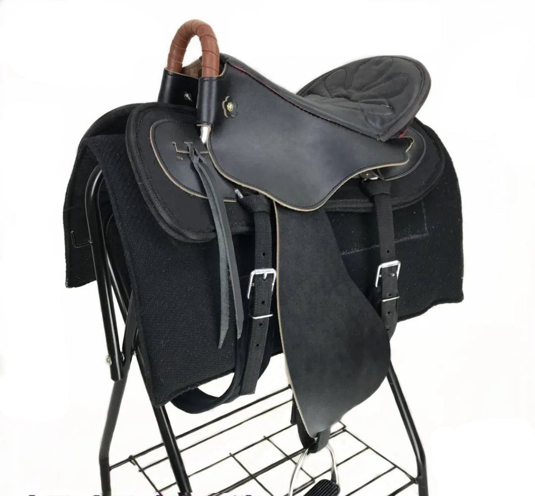 New Horse Saddle, Complete Harness Cowhide Tourist Saddle Equestrian Equipment Horse Accessories