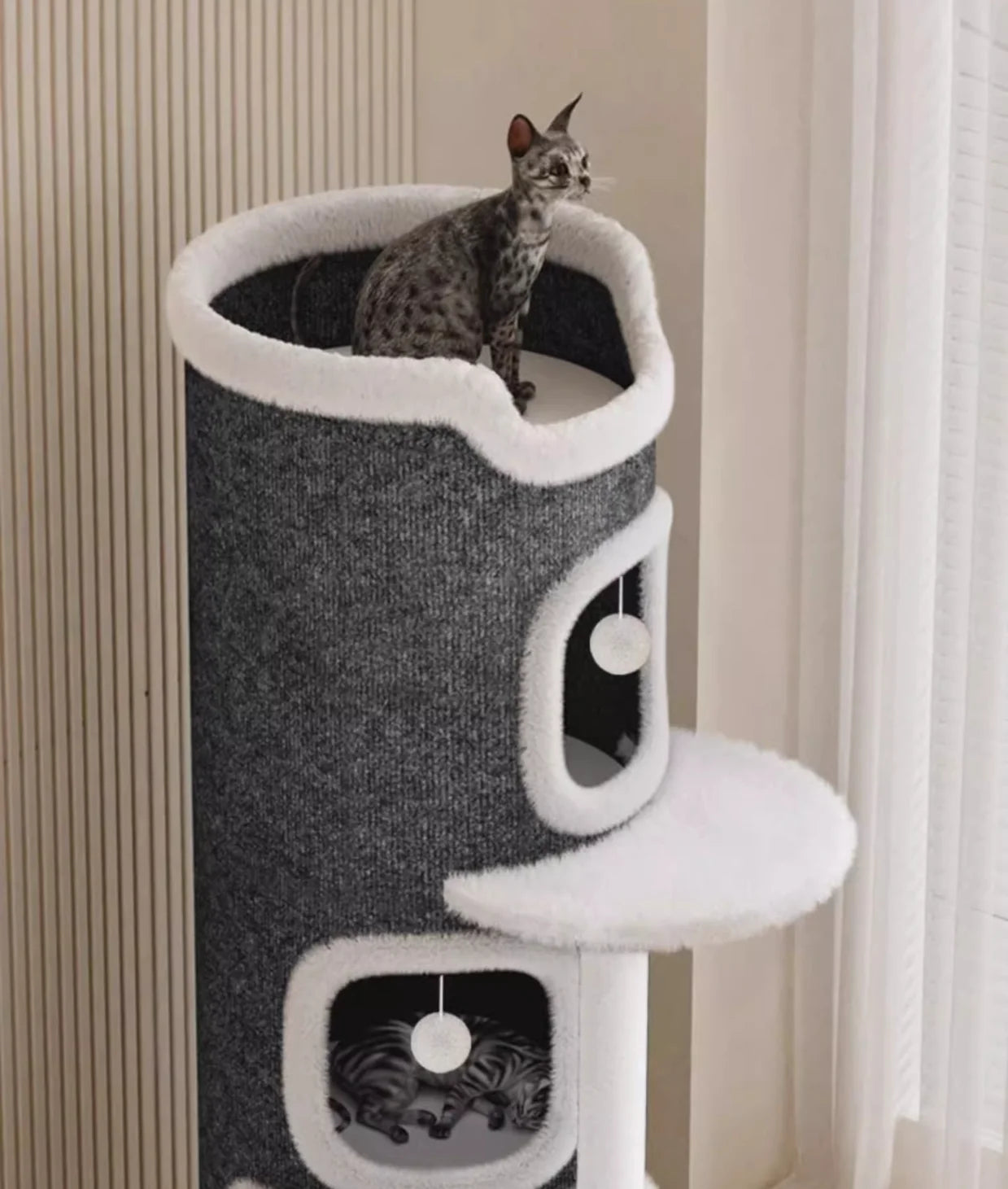 Cat climbing frame, cat nest, cat tree integrated, multi-layer semi enclosed, all season universal, winter tree hole,