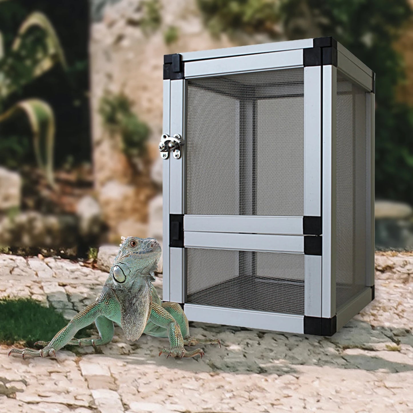 Reptile Cage Reptile Tank Portable Breeding Box Reptiles Habitat Air Screen Cages for Frog Pet Transport Bearded Dragon Turtles