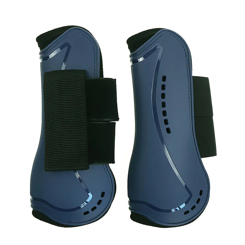 Horse Protection Leg Guard Boots Front Hind Leg Boots Adjustable PU Shell Wrap Protective Boots Horse Fly Leg Guards Set