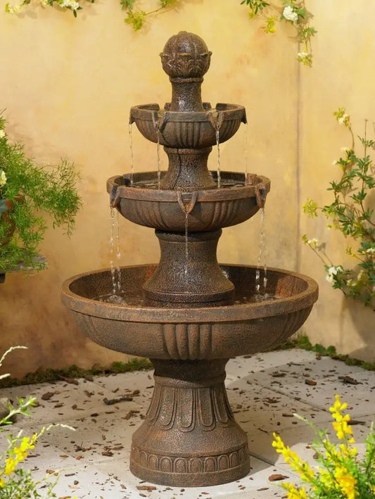 Italian Outdoor bird bath Fountain and Waterfalls 43" High 3 Tiered Cascading for Garden Patio Backyard Deck Home