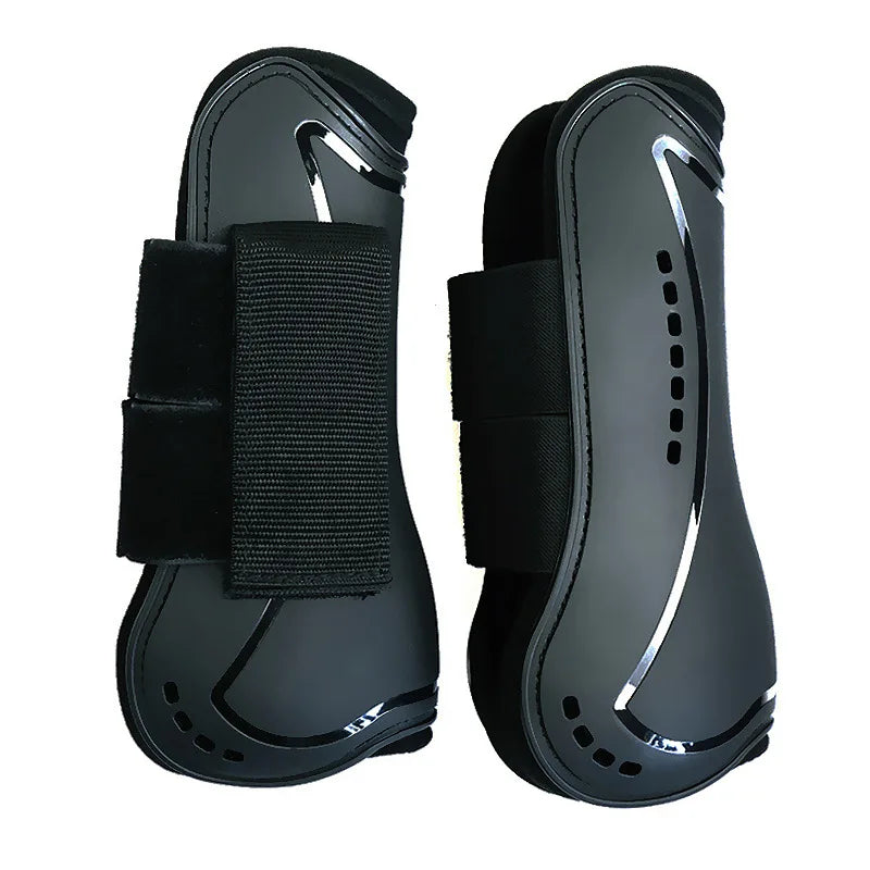 Horse Leg Protective Boots Adjustable PU Neoprene Horse Splint Boots Leg Protection Support for Training Racing Riding Jumping