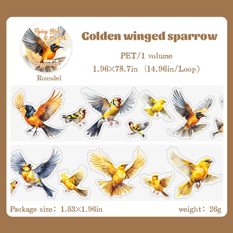 6 styles 50mm*2m Flying Bird series Stickers Bird theme collage Decorative Diary Album Scrapbooking Journal