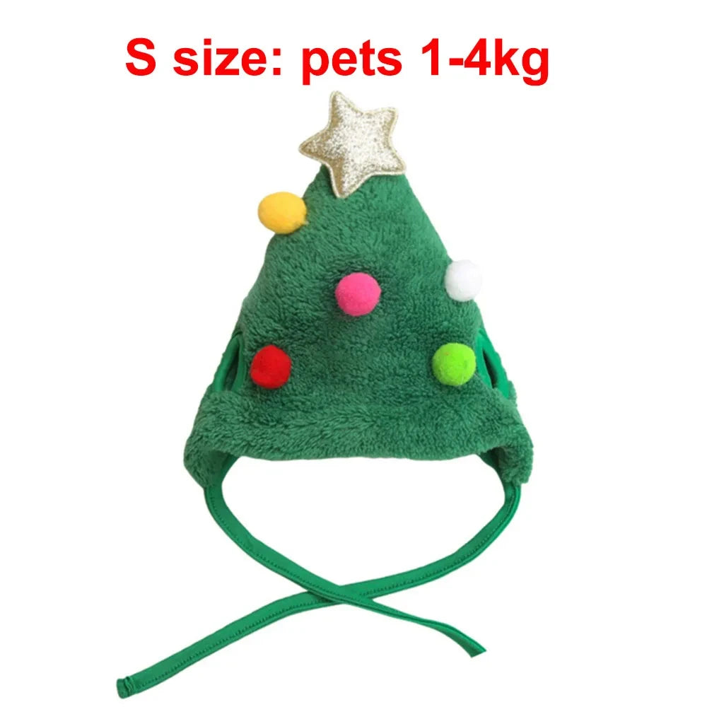 Christmas Cat Costume Xmas Cat Santa Elk Hat with Bandana Bib Scarf Set Cat