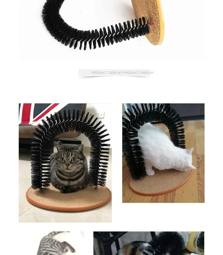 Cat Arch Self Groom Pamper Feline with A Massage Grooming Rubbing Brush with Scratching Pad Toy for Cats Interactive Toys