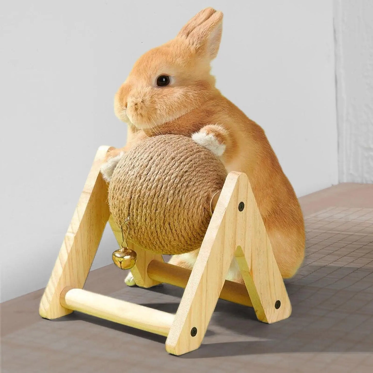 Rabbit Scratching Ball Wooden Rack Sisal Grinding Claw Ball Pet Interactive Toy Scratch Toy for Kitten Small Animals Chinchilla