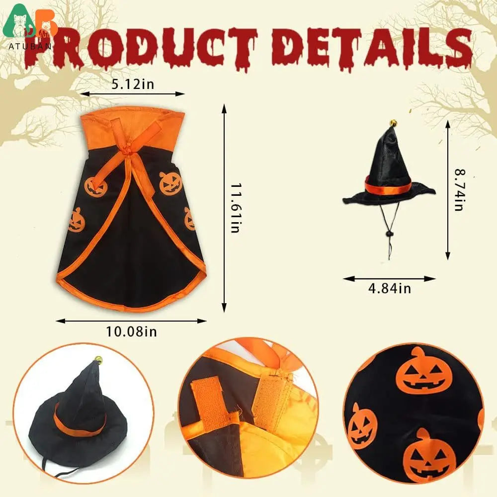 Halloween Cat Vampire Cloak Costume Halloween Adjustable Pet Cape Costume Clothes,Pet Accessories Costume Outfit Decor Cowl