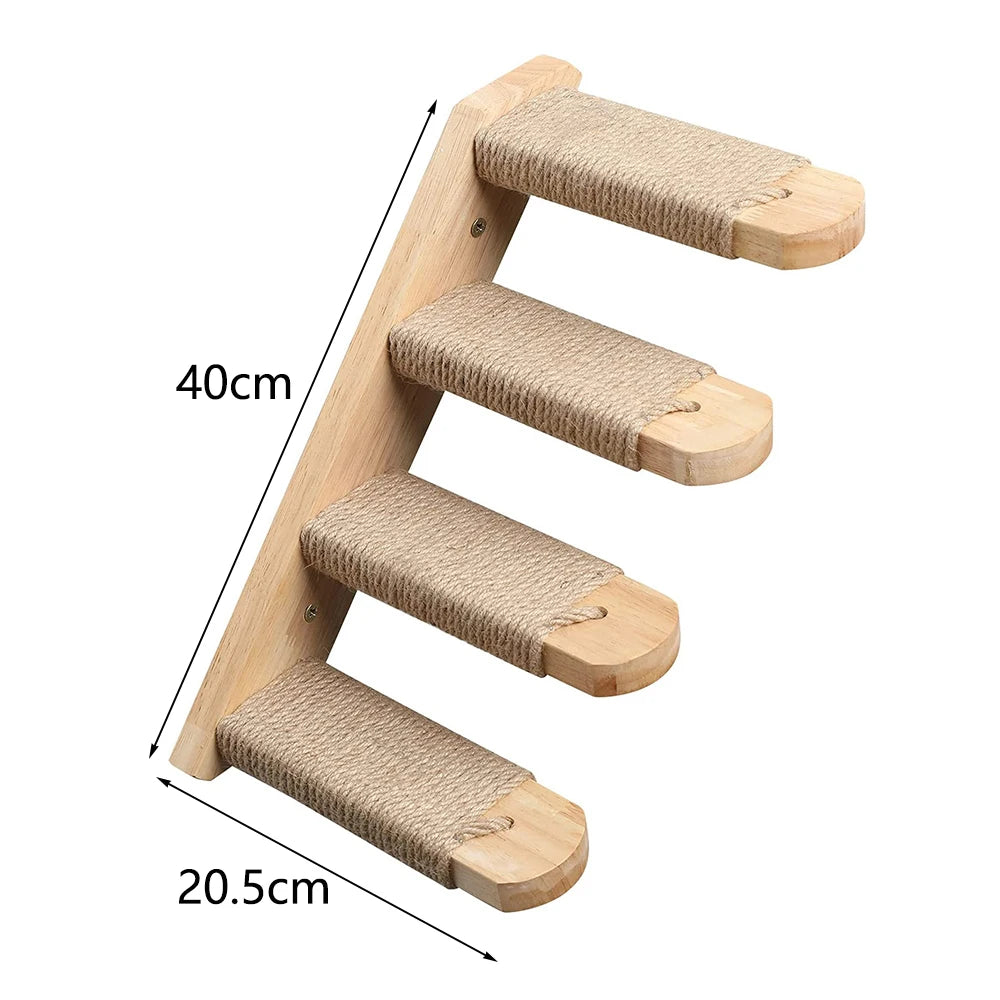 Wall Mounted Cat Climbing Shelf Steps Wall Furniture Stairway With Sisal Rope Scratching Post Tree for Cats Kitten Sleeping