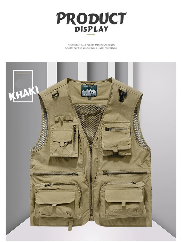 Bird Watching Vest 14 Pockets Photographer Waistcoat Mesh Cargo Sleeveless Jacket