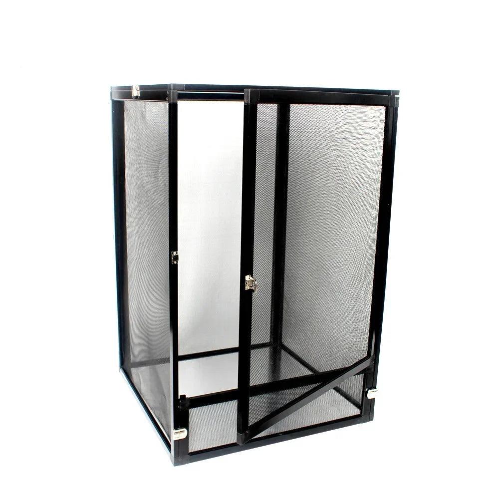 Reptile Detachable Habitat Tank Terrarium Transparent Aluminium Air Screen Cage Front Opening Door Full View