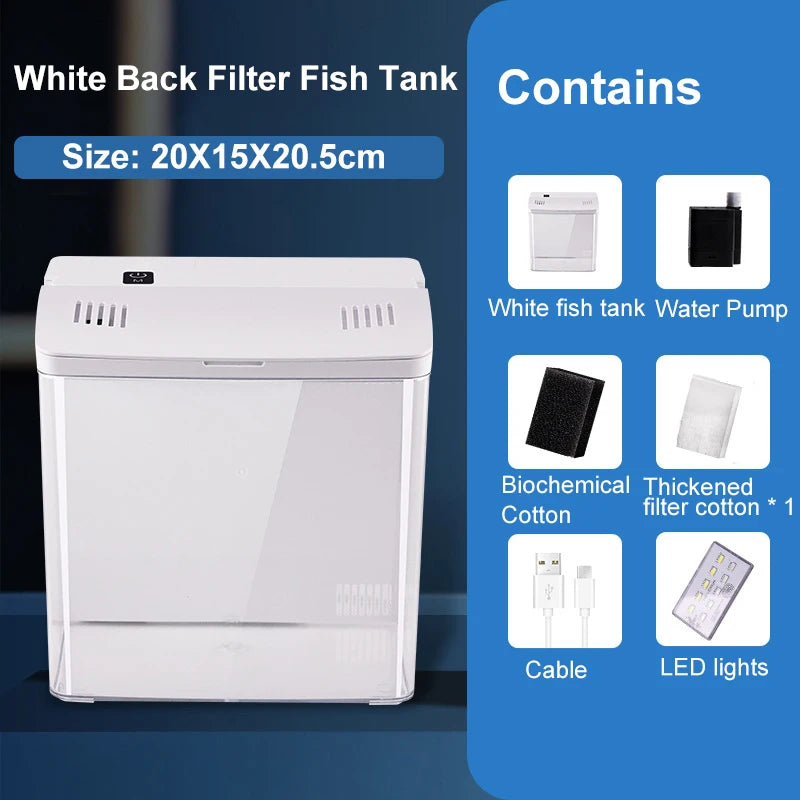 Fish tank living room small mini all in one tank household tabletop ecological tank self circulating back filter goldfish tank