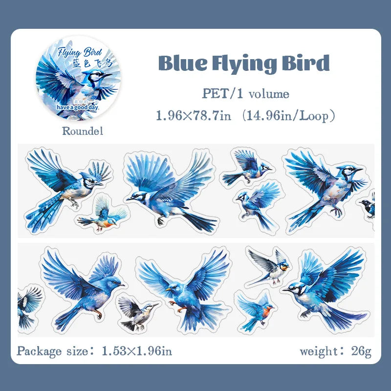 6 styles 50mm*2m Flying Bird series Stickers Bird theme collage Decorative Diary Album Scrapbooking Journal