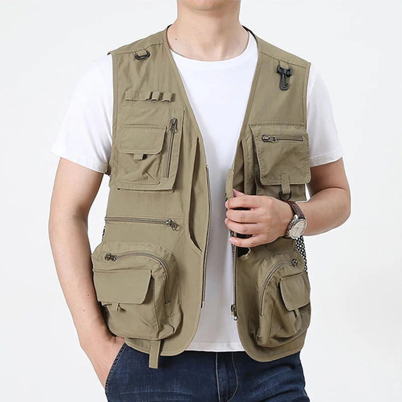 Bird Watching Vest 14 Pockets Photographer Waistcoat Mesh Cargo Sleeveless Jacket