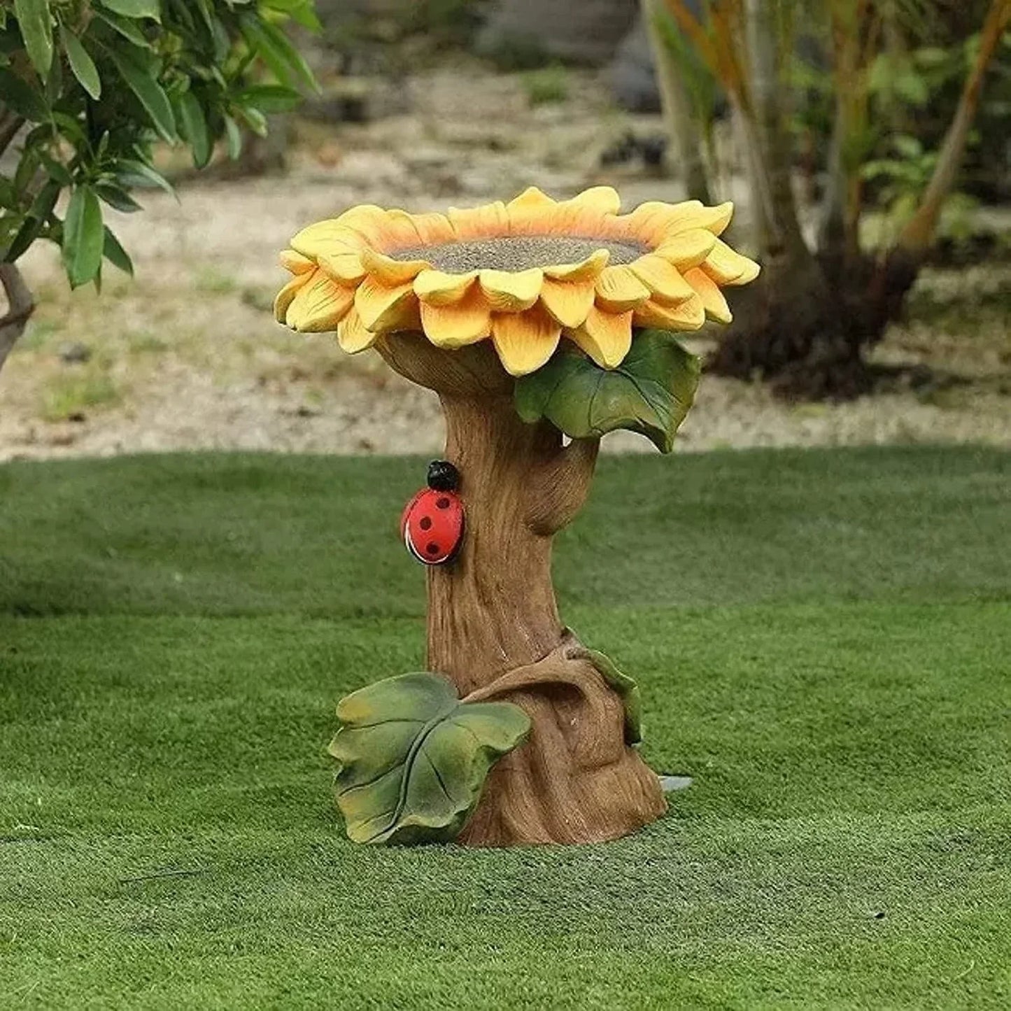 Animal themed Bird Bath, Sunflower Bird Bath, Outdoor Bird Bath Bowl, Bird Fountain Decoration for Garden