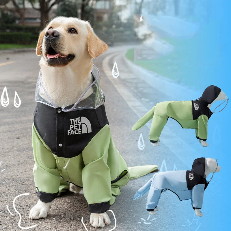 Dog Raincoat Windproof Water All-Inclusive Hooded Rain Poncho Outdoor Poncho Large Small and Medium Dogs