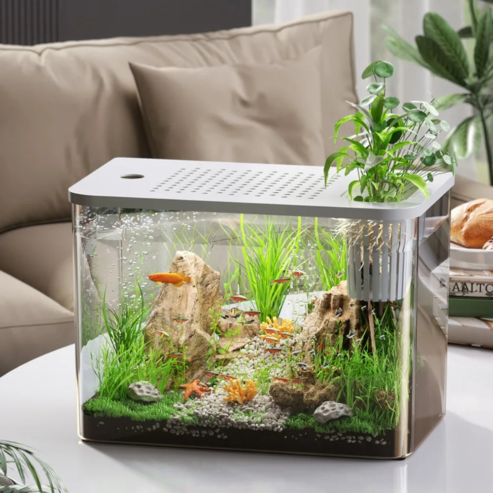 PET+ABS Fish Tank New Transparent with Lid Aquarium Drop Resistant Hydroponic Tank