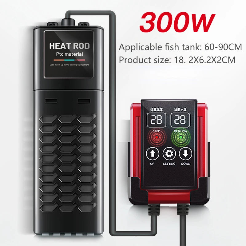 Aquarium Fish Tank Heater Smart LED Temperature Display Adjustable Water Heating Rod Temperature Control 1200W