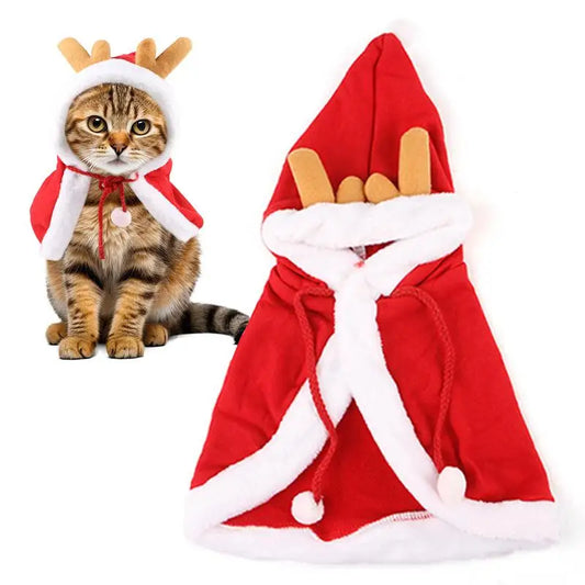 Christmas Cat Costume Cape Santa Claus Cloak Multiple Sizes Festive Holiday