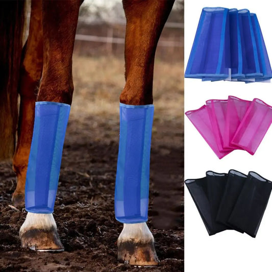 4pcs/set Breathable Fly Boots for Horses Fine Mesh Loose Horse Boots Colorful Durable Horse Leg Guards Prevent Mosquitoes Bites