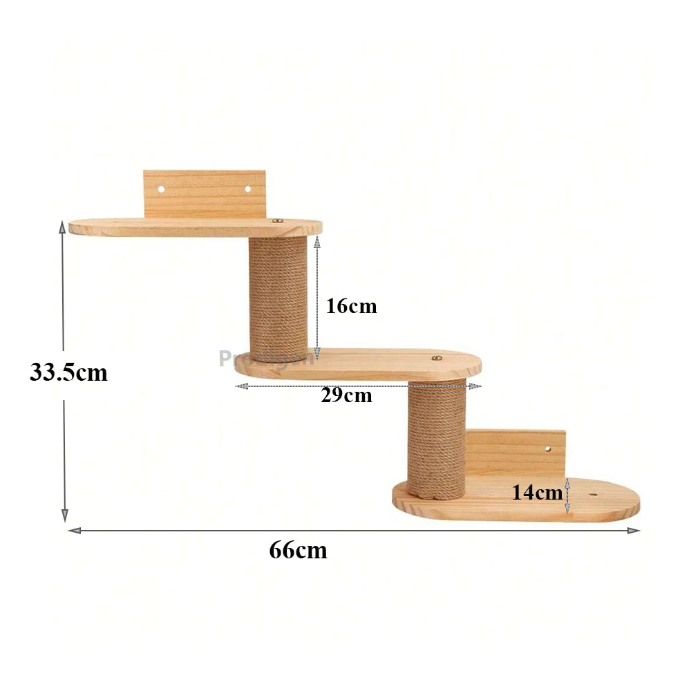 Wall Mounted Cat Tree Wooden Shelves Scratching Posts Climbing Cat tower Hammock With Solid Floating Perches Steps and Ladder