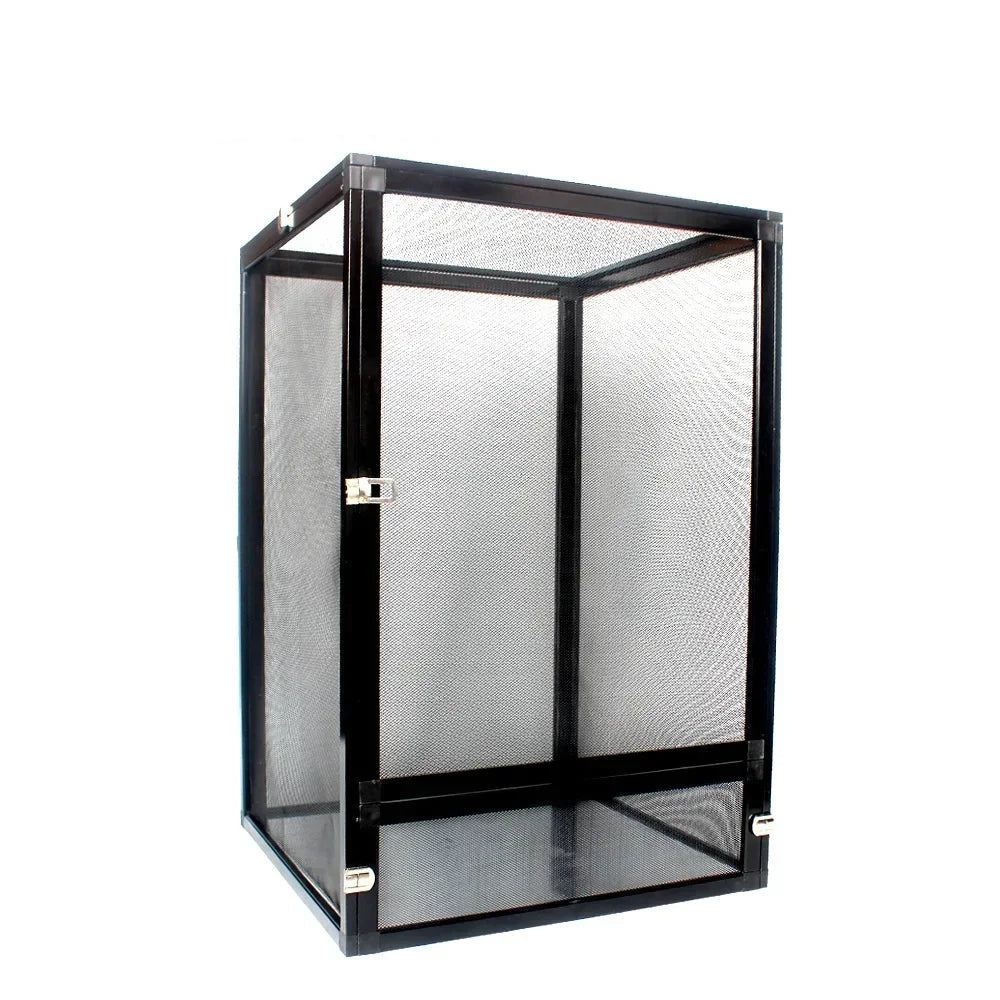 Reptile Detachable Habitat Tank Terrarium Transparent Aluminium Air Screen Cage Front Opening Door Full View