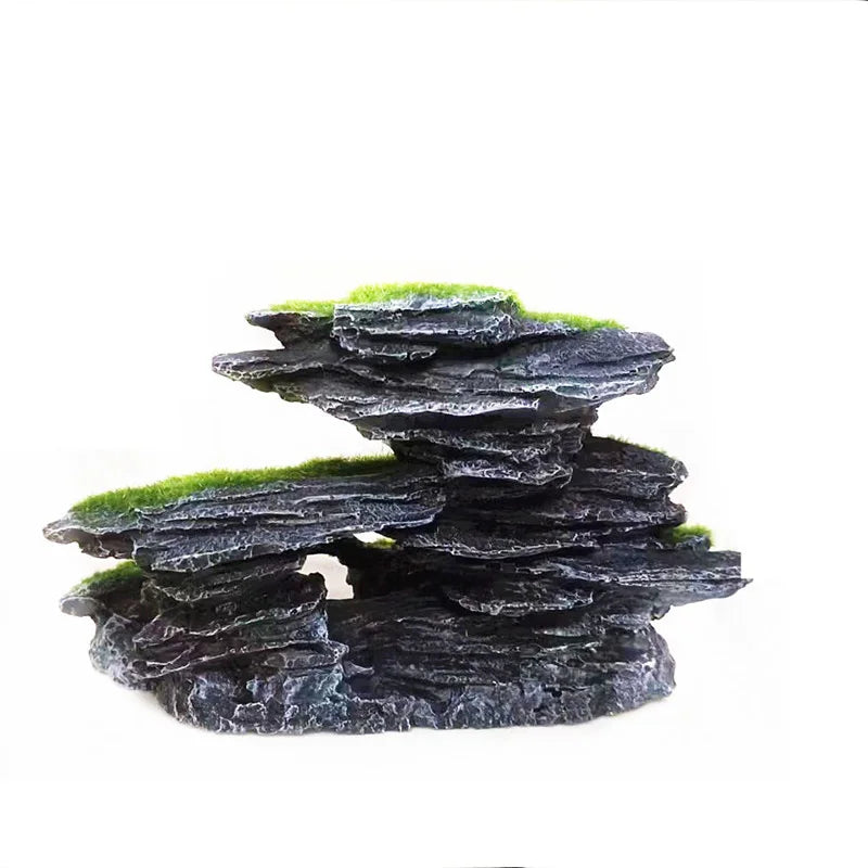 Moss Rockery Shape Fish Tank Ornaments Multifunctional Rock Cave Landscaping Decorative Fish Hide