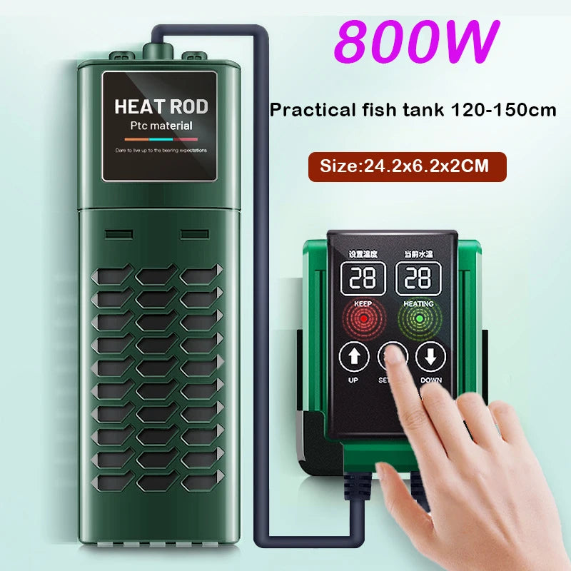 Aquarium Fish Tank Heater Smart LED Temperature Display Adjustable Water Heating Rod Temperature Control 1200W