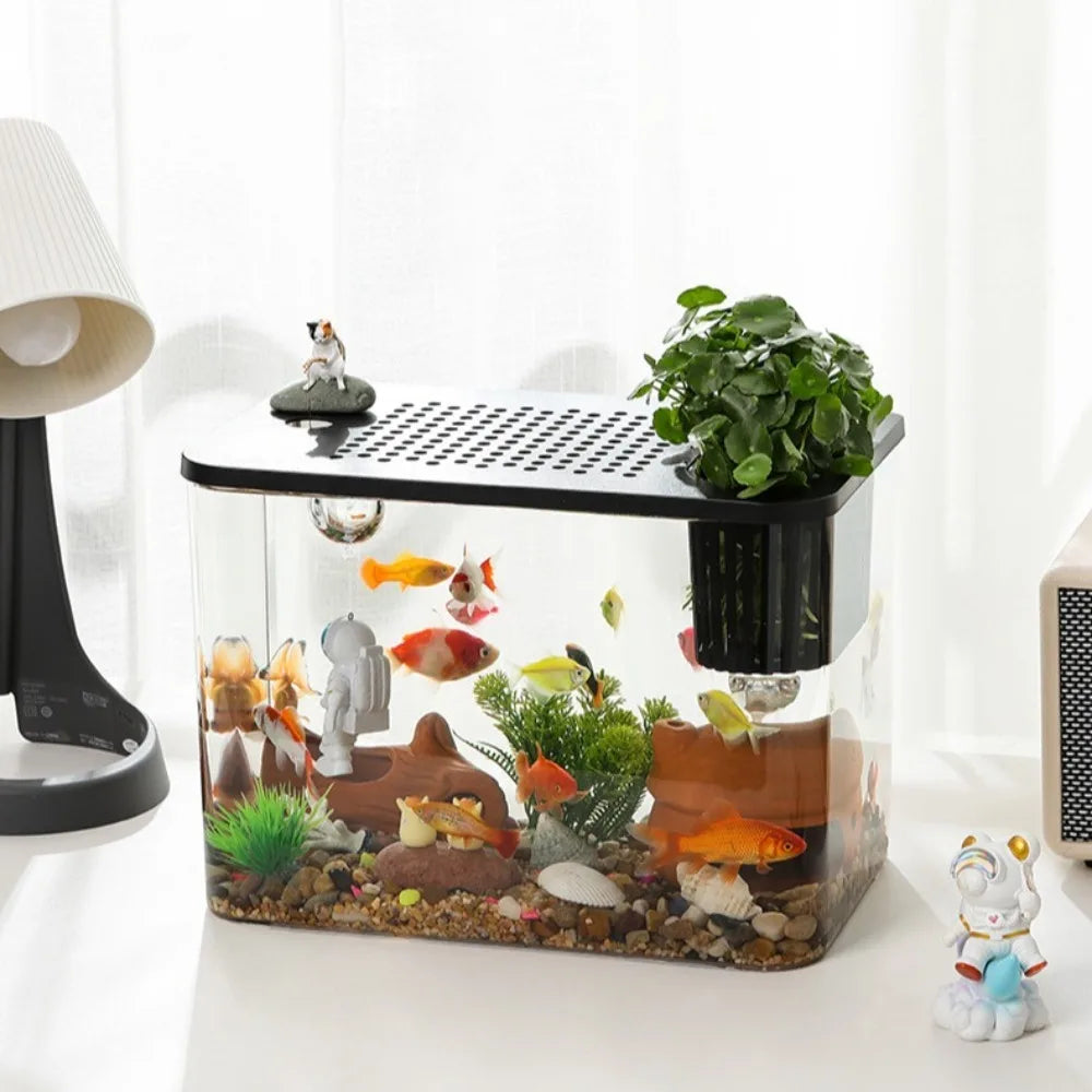 PET+ABS Fish Tank New Transparent with Lid Aquarium Drop Resistant Hydroponic Tank