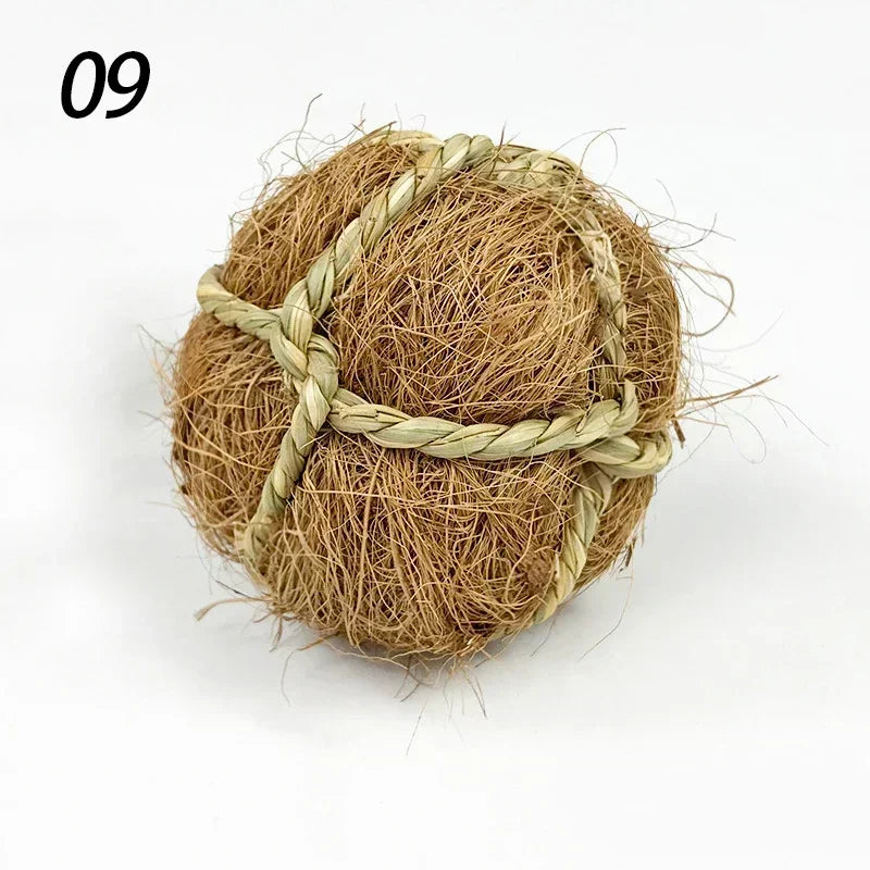 7CM Chewing Braided Ball Hamster Guinea Pig Rabbit  Small Animal Play Pet Interactive Chew Toy Natural Grass Ball