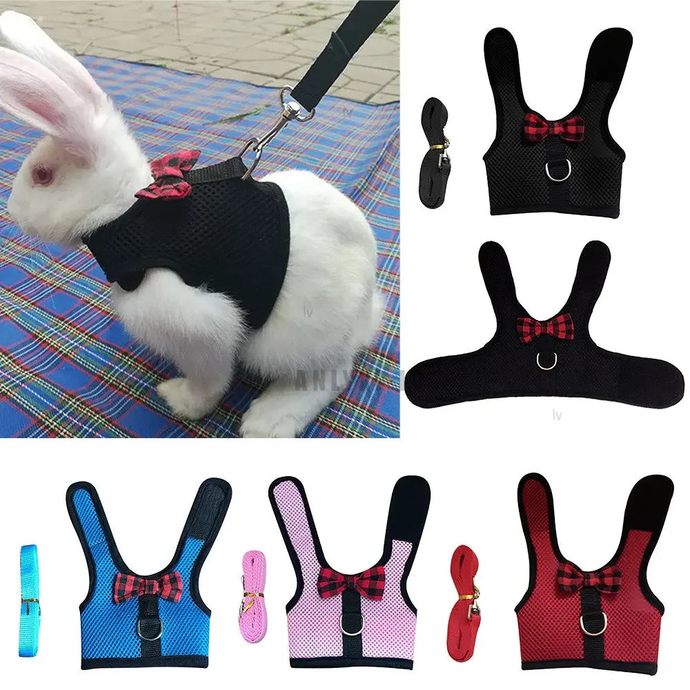 Pet Rabbit Mesh Soft Adjustable Harness Leash