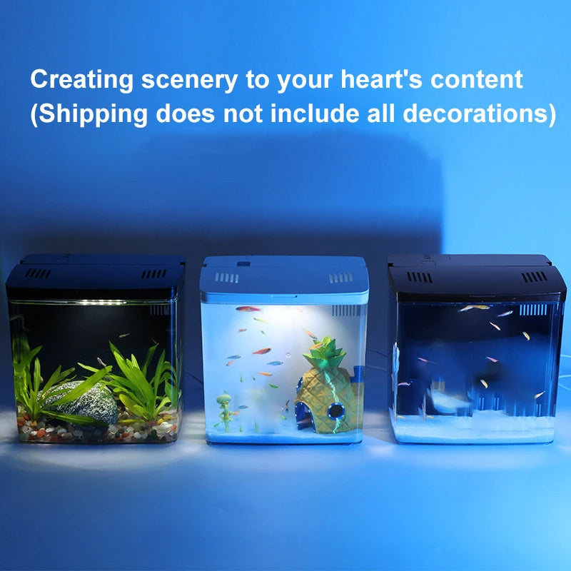 Fish tank living room small mini all in one tank household tabletop ecological tank self circulating back filter goldfish tank