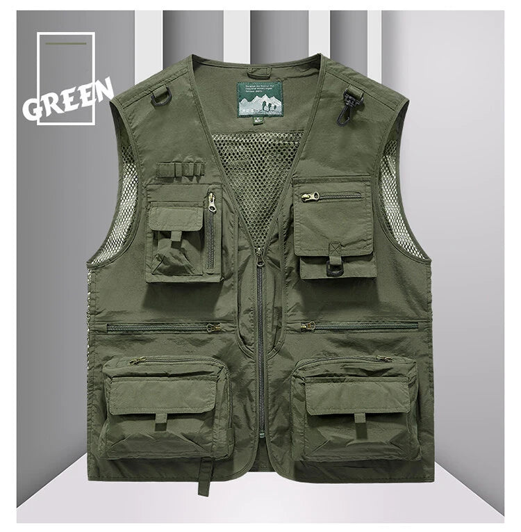 Bird Watching Vest 14 Pockets Photographer Waistcoat Mesh Cargo Sleeveless Jacket