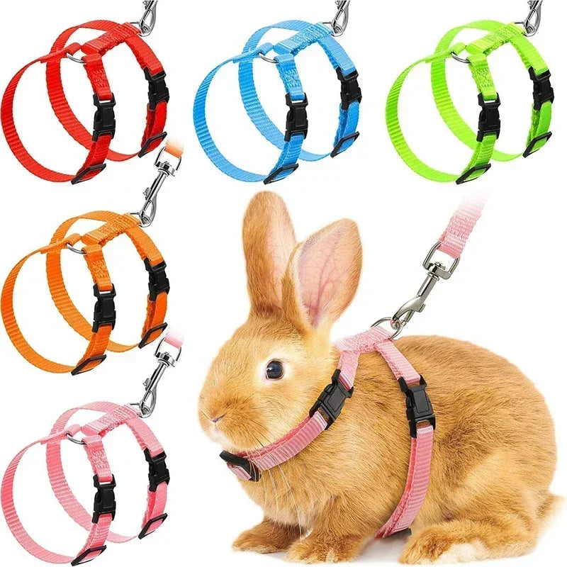 Rabbit Harness and Leash Set Adjustable Nylon Harnesses for Bunny  Outdoor Walking