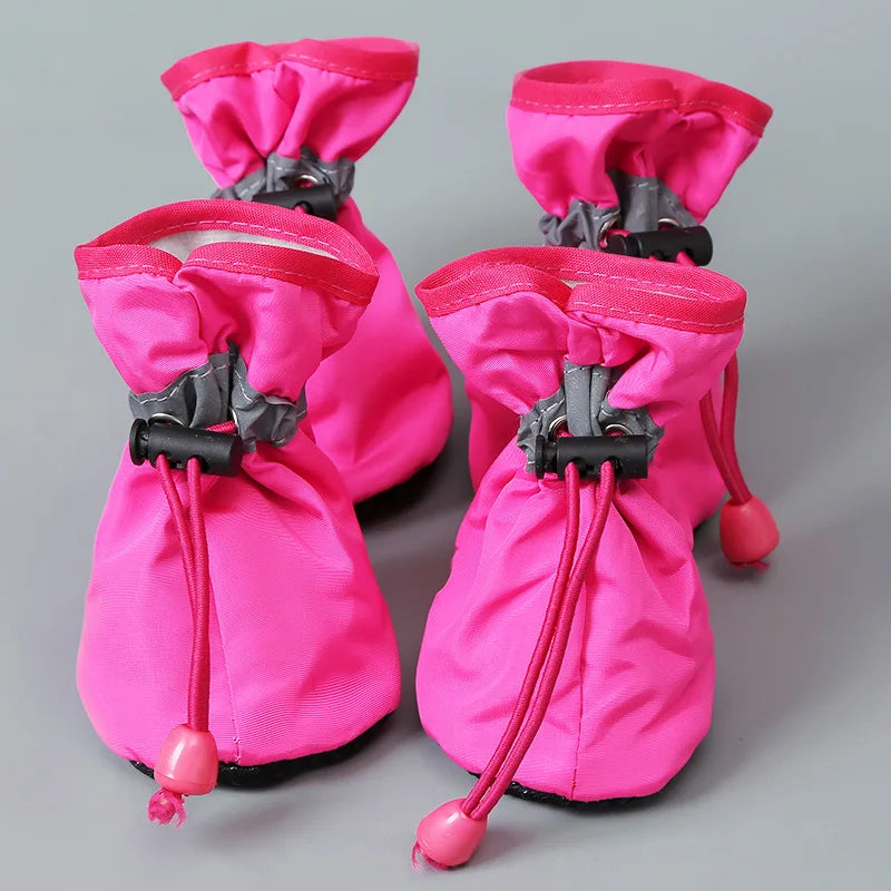 4pcs/set Waterproof Pet Dog Shoes Anti-slip Rain Boots Footwear for Small Cats Dogs Puppy Dog Pet Booties Pet Paw Accessories