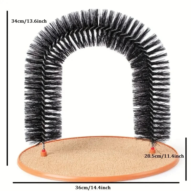 Cat Arch Self Groom Pamper Feline with A Massage Grooming Rubbing Brush with Scratching Pad Toy for Cats Interactive Toys