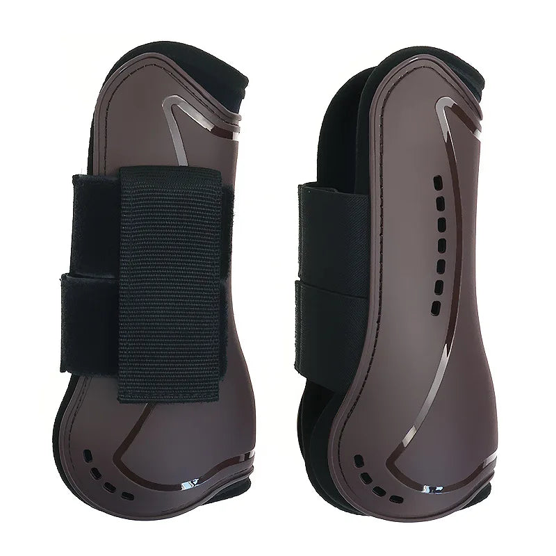 Horse Protection Leg Guard Boots Front Hind Leg Boots Adjustable PU Shell Wrap Protective Boots Horse Fly Leg Guards Set