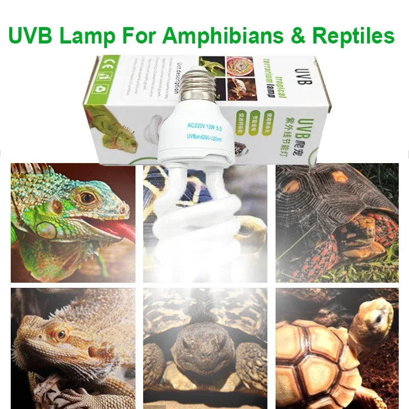 13W UVB Heating Lamps 5.0 10.0 Reptile Lamp Energy Saving Light Turtle Lizard Snake Reptile UVB Heating Lights