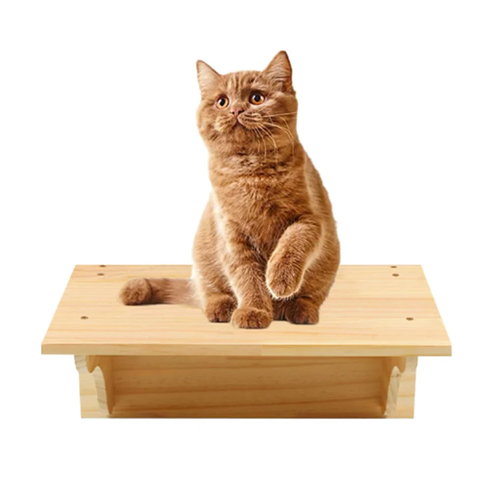 Cat Tree Wall Mounted Cat Shelves Scratching Post for Cat Jumping Platform and Cat Hammock Rope Ladder Wall Wooden Furniture