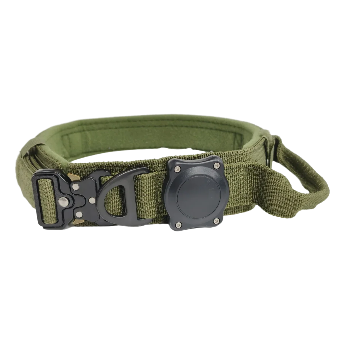 Dog Collar with Handle for Apple AirTag, Dog Collar for Large Medium Dogs, Military Dogs with Metal Buckle (AirTag sold separately)